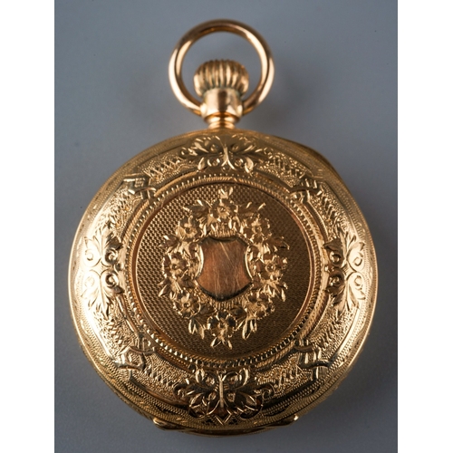 677 - A pocketwatch. The circular shape dial with black Roman numerals, blue steel hands, top wind movemen... 