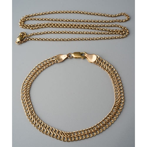 701 - 9 ct gold bracelet together with 9 ct gold chain, gross weight 9.4g