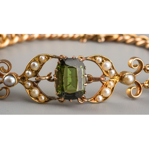 722 - An early 20th century gem set bracelet. The front designed as a series of three graduating cushion-s... 