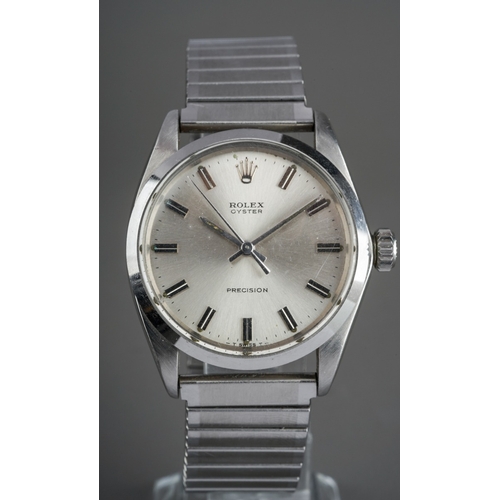 742 - Rolex Oyster Precision gentleman’s stainless steel wristwatch, circa 1950’s, the polished dial havin... 