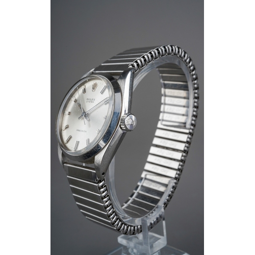 742 - Rolex Oyster Precision gentleman’s stainless steel wristwatch, circa 1950’s, the polished dial havin... 