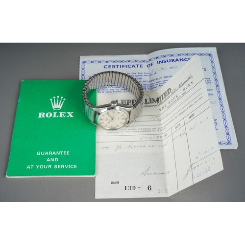 742 - Rolex Oyster Precision gentleman’s stainless steel wristwatch, circa 1950’s, the polished dial havin... 