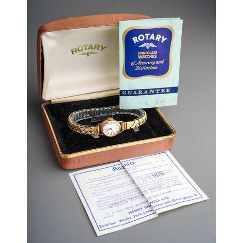 746 - Ladies 9 ct gold Rotary watch in original box with paperwork