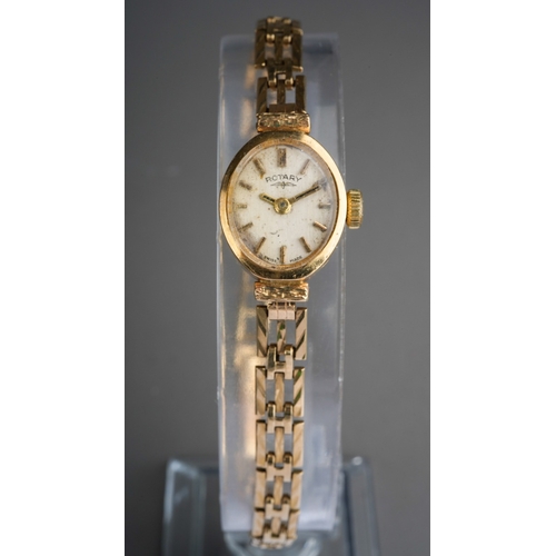 748 - 9 ct gold ladies Rotary watch with a 9ct gold strap, gross weight 12.6g