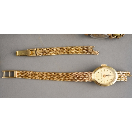 754 - A selection of five wristwatch. To include, a 9ct gold Tissot quartz wristwatch, hallmarked 9ct gold... 