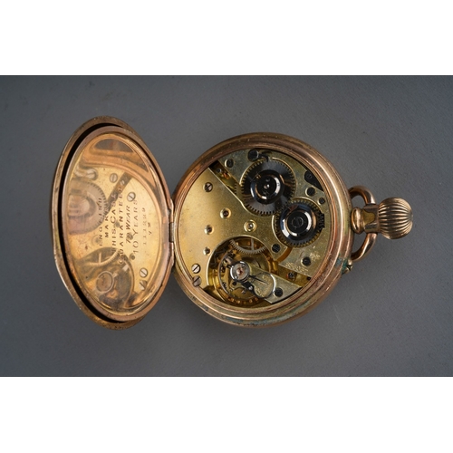 756 - A late 19th Century open faced pocket watch, Arabic numerals with subsidiary dial with gold plated c... 