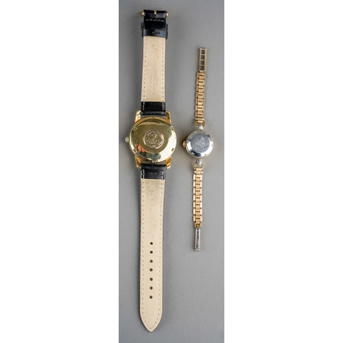 758 - Two Omega wrist watches, comprising an 18k gold gents automatic Seamaster on a replacement black lea... 