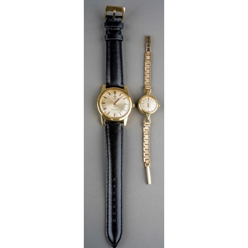 758 - Two Omega wrist watches, comprising an 18k gold gents automatic Seamaster on a replacement black lea... 