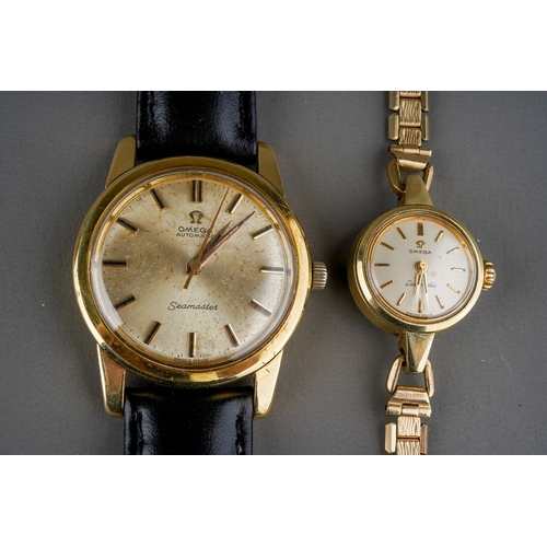 758 - Two Omega wrist watches, comprising an 18k gold gents automatic Seamaster on a replacement black lea... 