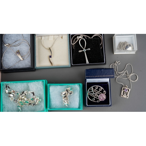 763 - A collection of silver and white metal jewellery to include chains, bracelet by Mia Fiore together w... 