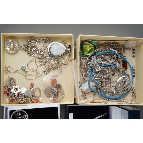 763 - A collection of silver and white metal jewellery to include chains, bracelet by Mia Fiore together w... 