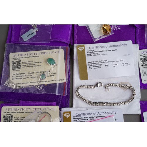 787 - Collection of Gemporia jewellery with certificates to include 2 9k gold rings, 5 9 ct gold pendants,... 