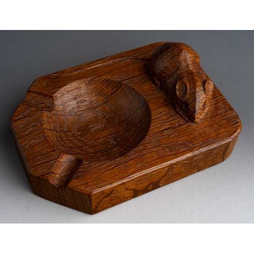 791 - A Mouseman carved oak ashtray, approx 10cm long