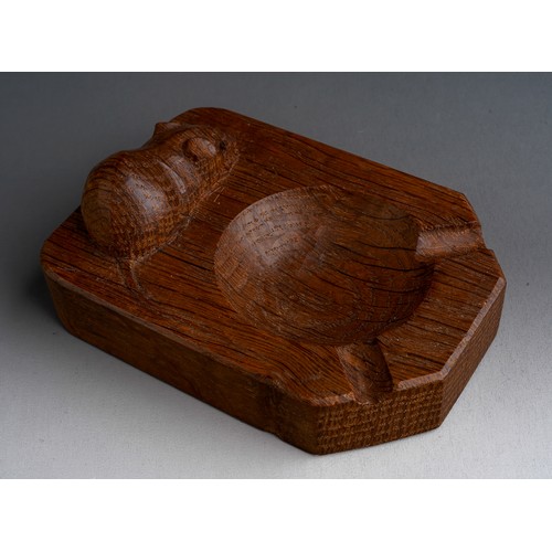 791 - A Mouseman carved oak ashtray, approx 10cm long