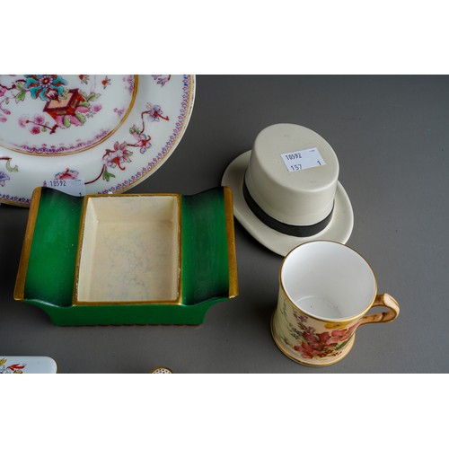 834 - Assorted ceramics to include two Royal Crown Derby thimbles, Royal Worcester jug, Carlton Ware dish,... 