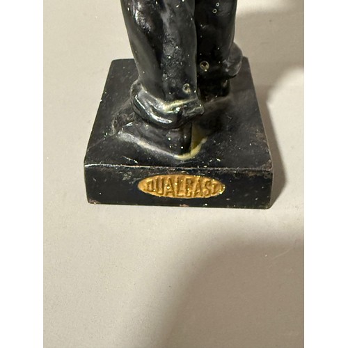 837 - A  CAST IRON QUALCAST ADVERTISING FIGURE OF A NEWS BOY, titled 'Speshul', impressed Qualcast logo ve... 