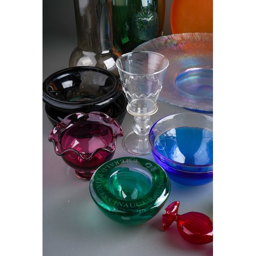 840 - Collection of glassware to include Venetian glass bowl, sweet, Vaseline glas candle stick, Murano gl... 