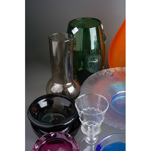 840 - Collection of glassware to include Venetian glass bowl, sweet, Vaseline glas candle stick, Murano gl... 