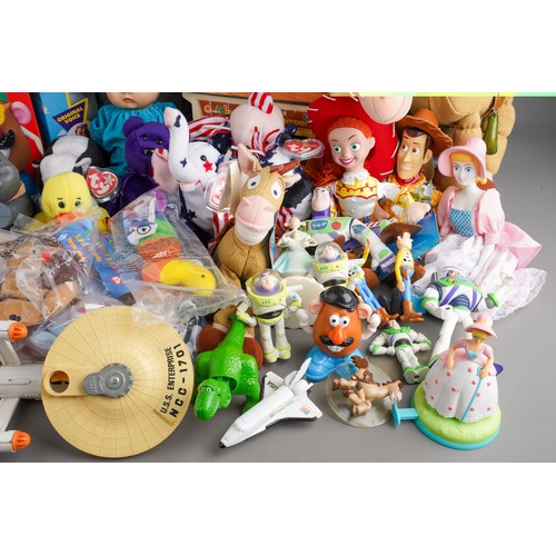 845 - Collection of toys to include Disney Toy story boxed woody, Buzz lightyear and other vintage toys