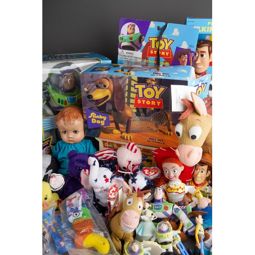 845 - Collection of toys to include Disney Toy story boxed woody, Buzz lightyear and other vintage toys