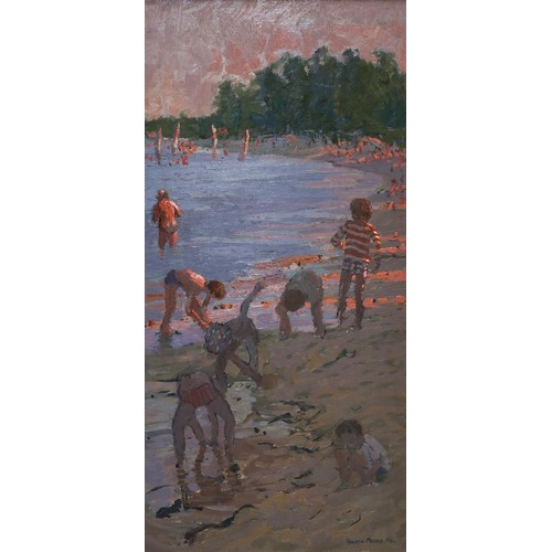 850 - Andrew T. MACARA (1944) A Day at The Beach, 1982
Oil on canvas, signed and dated 1982, 60 x 29 cm, 4... 