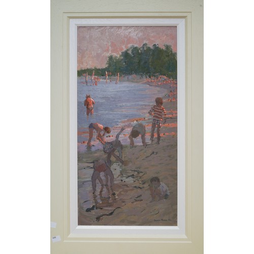 850 - Andrew T. MACARA (1944) A Day at The Beach, 1982
Oil on canvas, signed and dated 1982, 60 x 29 cm, 4... 