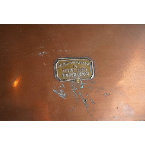 851 - Large copper medical box by Medical Supply assoc, 12 Teviot Place, Edinburgh ( Label to top) togethe... 