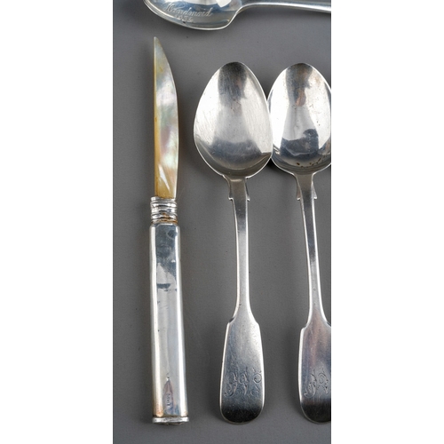 870 - A collection of silver to include: 19th Century fiddle pattern teaspoons, hallmarked London except o... 