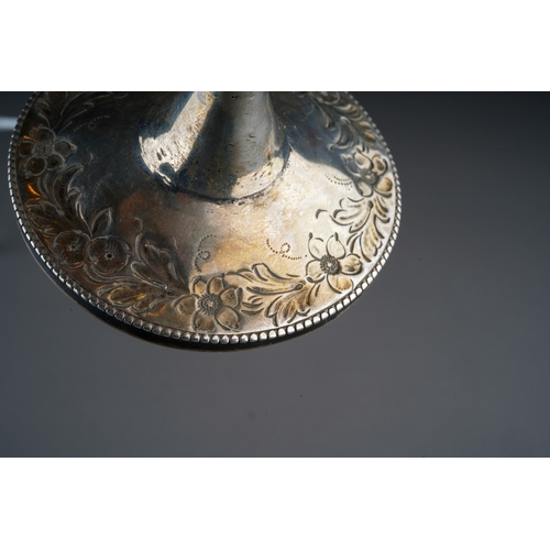 880 - A Victorian silver goblet, chased with floral oval panels, hallmarked by TB, London, 1874, approx we... 