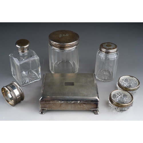 885 - A collection late 19th \ early 20th Century of three various glass silver mounted toilet bottles tog... 