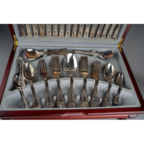 889 - A cased Viners silver plated fifty seven piece canteen of 'Kings Royale' pattern cutlery, eight plac... 