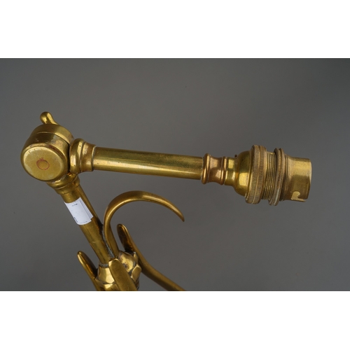 908 - A brass Pullman style adjustable desk lamp in the style of W.A.S. Benson, maximum height to top of f... 