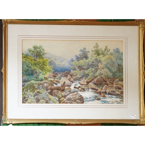 933 - William Snell Morrish (British, 1844-1917)
Riverscape with rapids
watercolour, 29 x 47cm 
signed and... 