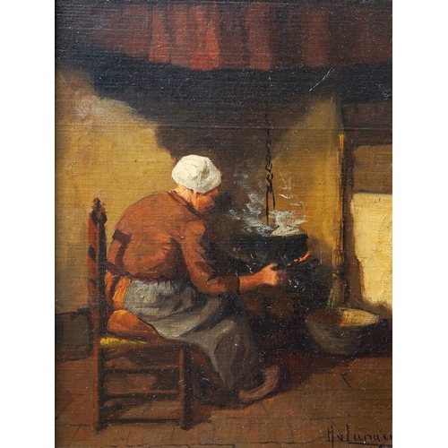 941 - Hendrik van Langen (Dutch 1874-1966) 
A watch pot never boils 
oil on panel, 23 x 17cm
signed lower ... 