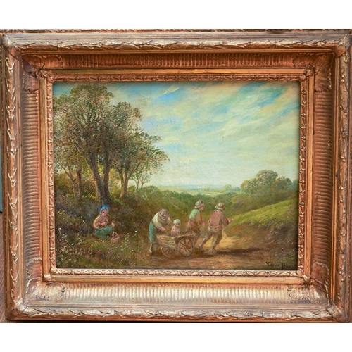 942 - Leslie Davis (19th Century)
The Carriage and Pair (a family of five in landscape)
oil on canvas, 28 ... 