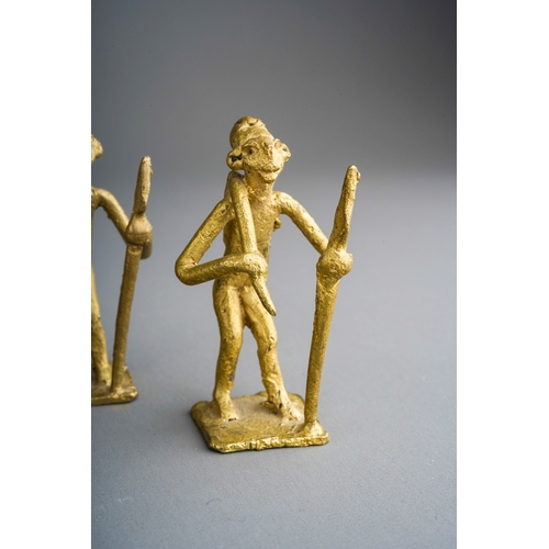 958 - Four 20th century Akan /Ashanti weight figures in a variety of poses, height of tallest 5.5cm (4)