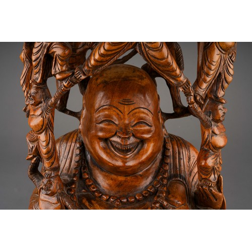 969 - A large Chinese Buddha Carved wood figure, approx.  height  40 cm