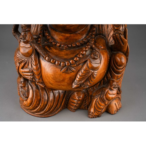 969 - A large Chinese Buddha Carved wood figure, approx.  height  40 cm