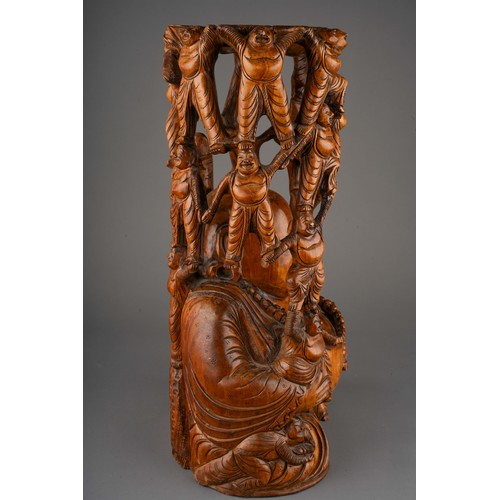 969 - A large Chinese Buddha Carved wood figure, approx.  height  40 cm