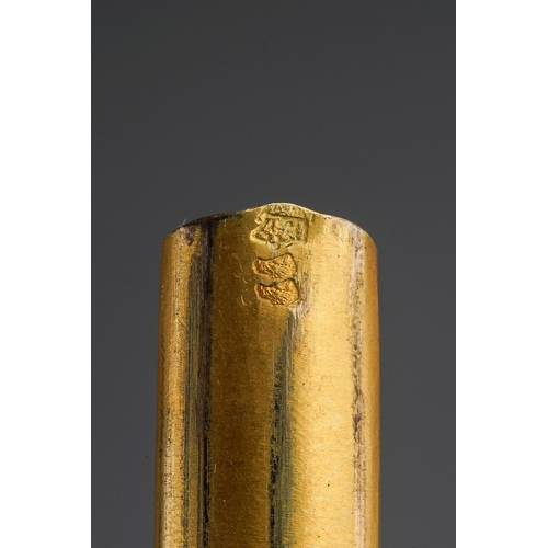 975 - A Continental probably French 19th Century silver-gilt mounted etui including thimble, in plain cush... 