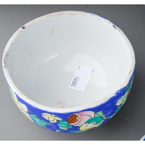 992 - A collection of six pieces of modern Chinese and Japanese porcelain, including a blue ground ginger ... 