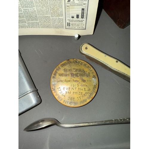 999 - 19 th century burr wood work box with integrated spring loaded writing slope together with pen knife... 