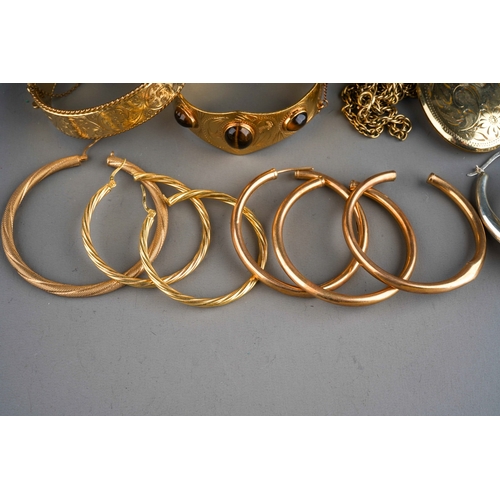 1001 - Collection of 9 ct gold and yellow metal loop earrings(11.5g), silver loop earrings, 9 ct gold metal... 