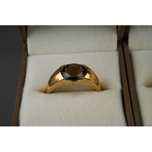 685 - Three 9k gold mounted rings all set with semi precious stones, gross weight 10.1g