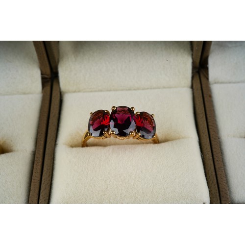 685 - Three 9k gold mounted rings all set with semi precious stones, gross weight 10.1g