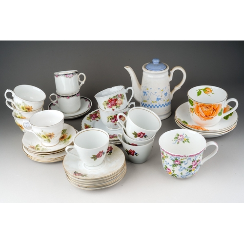 150 - Three boxes of assorted bone china and earthenware tea wares, including oversized cups and saucers i... 