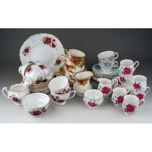 151 - A box of Royal Albert Old Country Roses and Sweet Romance pattern part tea and coffee sets, together... 