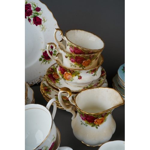 151 - A box of Royal Albert Old Country Roses and Sweet Romance pattern part tea and coffee sets, together... 