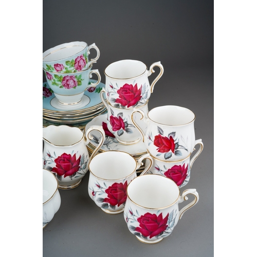 151 - A box of Royal Albert Old Country Roses and Sweet Romance pattern part tea and coffee sets, together... 