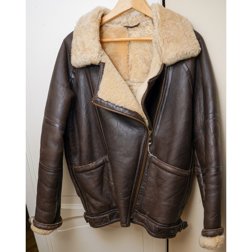 155 - A ladies The Original Tanning Company sheepskin flying jacket, size 10